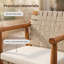 Ensemble de 2 tabourets de bar à hauteur de comptoir d'extérieur, tabourets de patio en bois d'acacia avec dossier, accoudoirs et coussins amovibles beiges