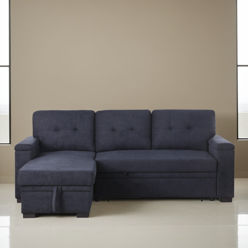Canapé-lit modulaire réversible 84,62 po avec méridienne et rangement, Polyester gris foncé