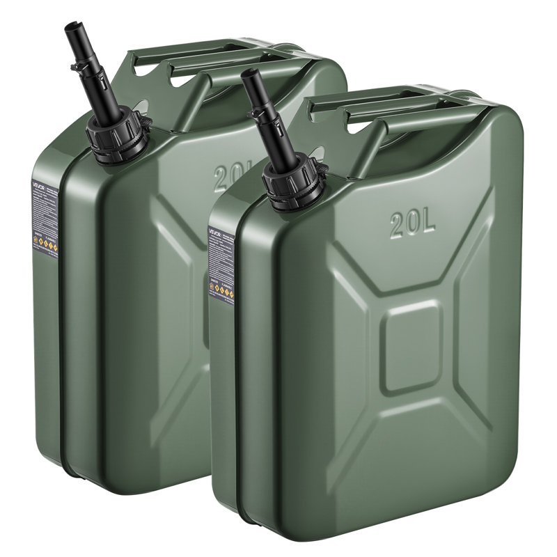 Metal Fuel Container, 20 L, Fuel Jerry Can with Spout and Comfort Handle, 6 L/min Max Flow Rate, Leakproof & Corrosion-resistant Metal Gas Tank Most Cars Motorcycle ATV UTV, Green