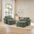 Upholstered Extra Wide Accent Chair With Rectangle Ottoman  (Set of 2)-1908529870