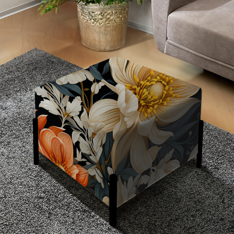 Motif floral gris beige, beige et orange campagnard