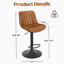 Ensemble de 2 tabourets de bar, tabourets de bar pivotants réglables, tabourets de hauteur de bar avec support pour le dos, chaises de bar à hauteur de comptoir en similicuir pour îlot de cuisine rustique, brun