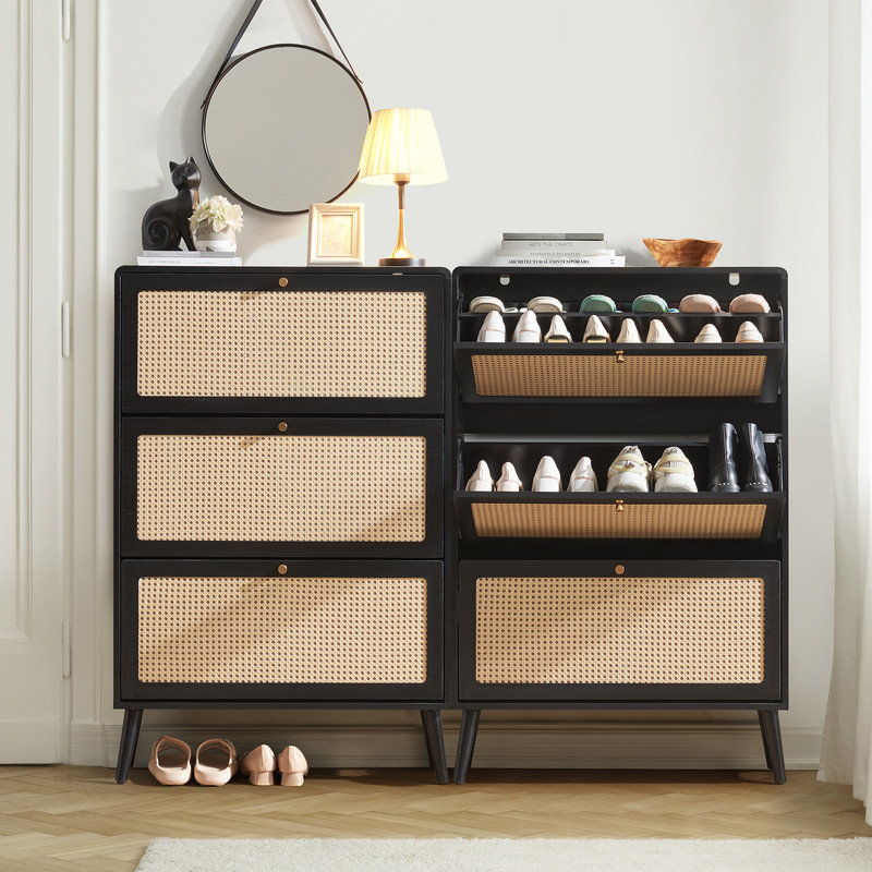 Armoire de rangement pour chaussures 24 paires (ensemble de 2), Noir / brun