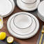 32 Pieces Dinnerware Set, Round Plate, Vertical Edge, Plain White With Black Border, Dinner Plate, Dessert Plate, Bowl And Soup Plate, Serve For 8 Person, Microwave Friendly And Dishwasher Friendly-1090282250