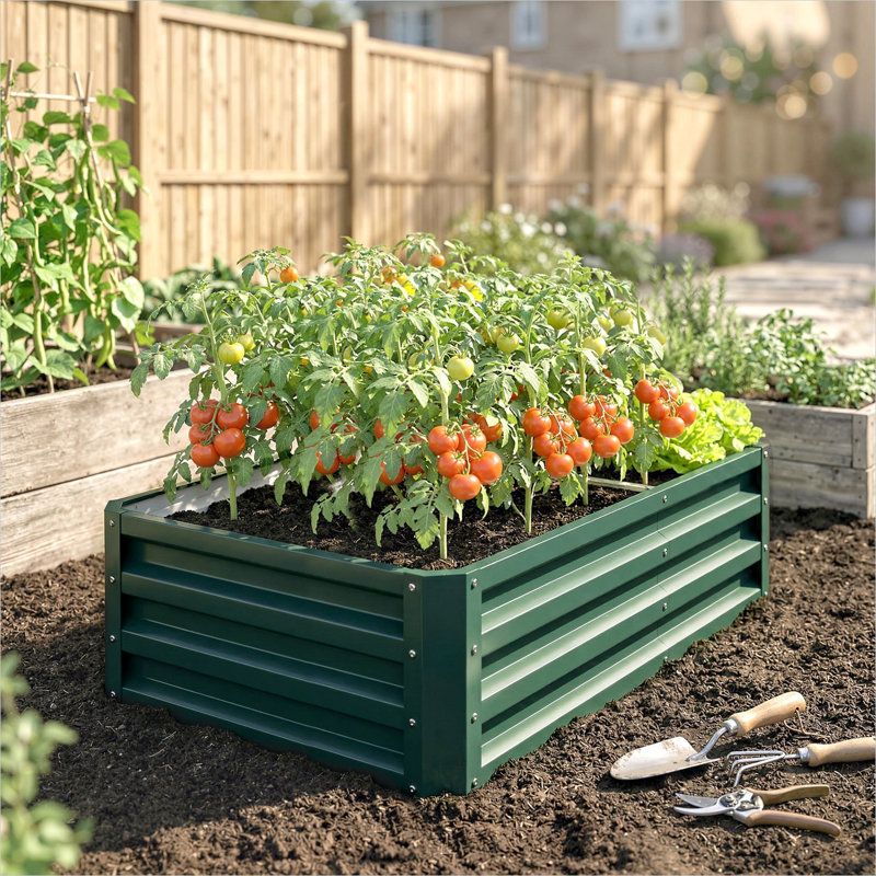 Support à plante en métal vert, 47,2 x 23,5 x 12 po, avec contrôle pratique pour l'espace extérieur