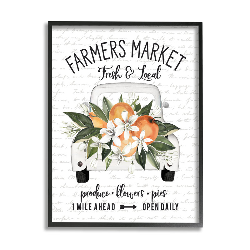 Farmers Market, fleur d'oranger, Giclée encadrée noir minuit, H 14 po x l 11 po x P 1,5 po