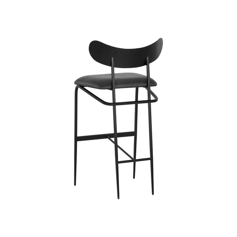 Talaat Upholstered Stool, Bar Stool (30" Seat Height), Faux Leather-Black
