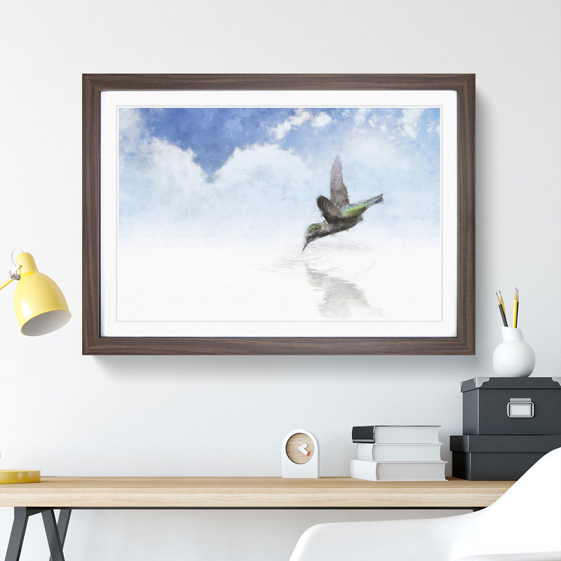 Hummingbird Vol.1 - Picture Frame Graphic Art, Walnut Framed, 48cm H x 65cm W x 2cm D
