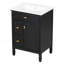 Meuble-lavabo de 24 po avec lavabo, armoire en bois massif et panneau de fibres à densité moyenne avec un tiroir rabattable, deux tiroirs standard et une tablette réglable, meuble-lavabo noir autoportant pour le rangement de la salle de bain-978584209