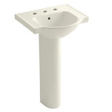 Veer™ Ceramic Pedestal Bathroom Sink with Overflow