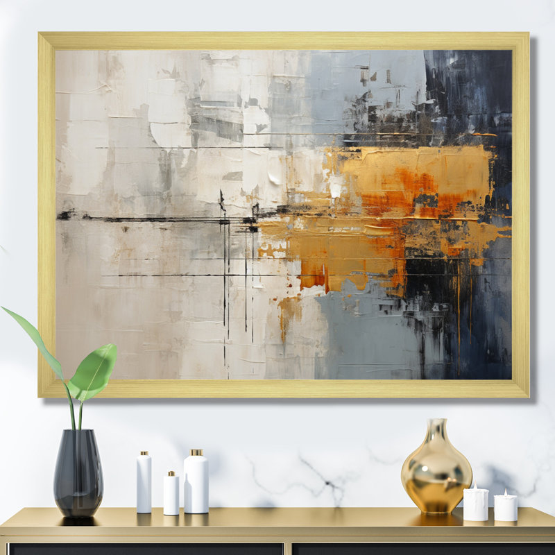 Abstract Cityscape II - Abstract Collages, reproduction d'art sur toile encadrée, Cadre doré à une seule photo