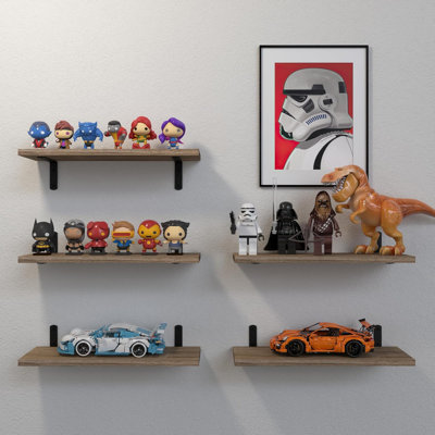 Floating Shelves Set Of 5, Solid Wood Wall Mounted Shelves For Home Decor, Storage And Organization, Easy To Install Floating Book Shelf For Living Room, Bedroom, Bathroom And Kitchen