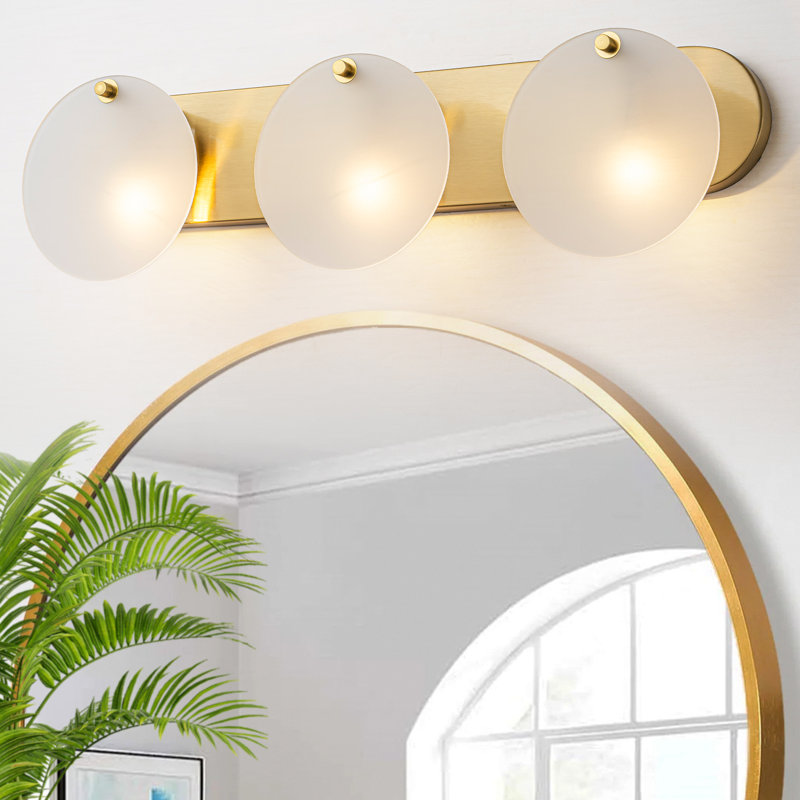 Éclairage pour meuble-lavabo moderne 24 po avec 3 abat-jours en verre givré, applique murale pour salle de bain 3 lumières avec base E12, luminaire en verre soufflé à la main à intensité variable, direction à double fixation