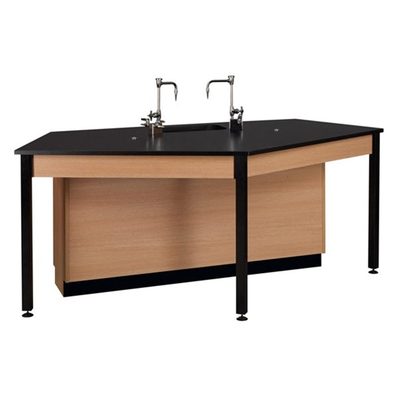 Phenolic Top Four Student Table With Sink, Medium Cherry