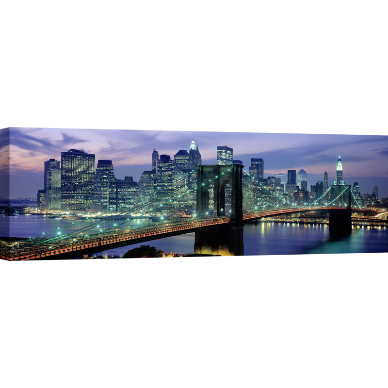 Brooklyn Bridge and Skyline 1 Piece Wrapped Canvas Wall Art, 50cm H x 150cm W x 4cm D
