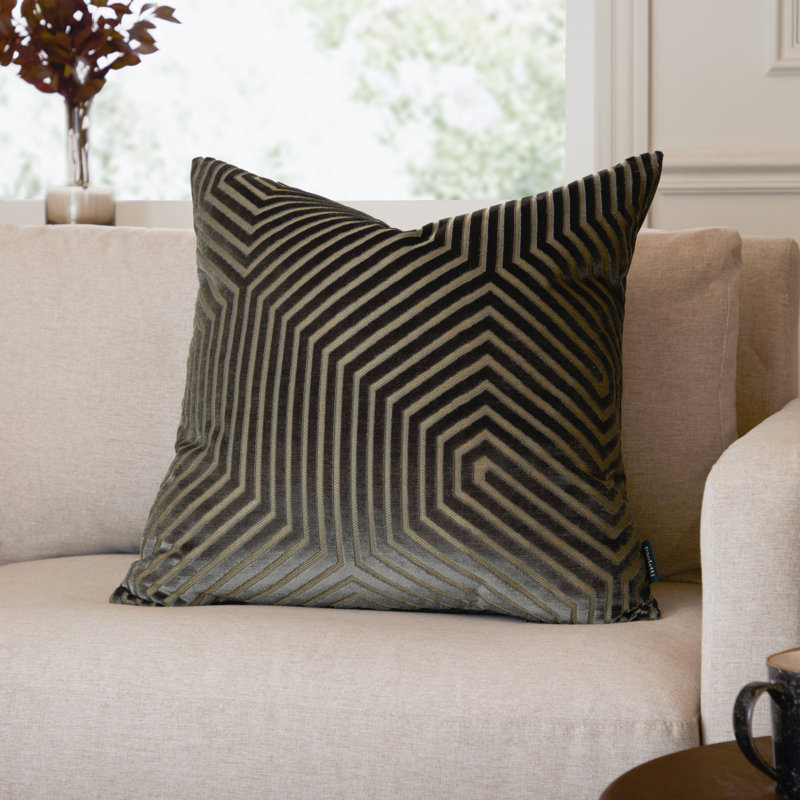 Geometric Square Cushion Cover, Charcoal