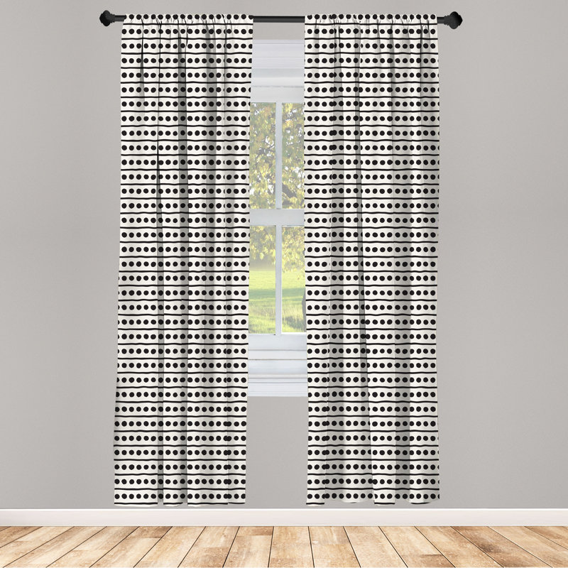 Art Polka Dots Semi-Sheer Rod Pocket Curtain Panels, 28" x 95"