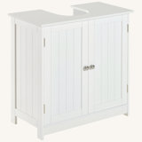Kleankin Pedestal Sink Storage Cabinet, Vanity Base Cabinet, Under Sink Bathroom Cabinet With U-Shape Cut-Out And Adjustable Internal Shelf