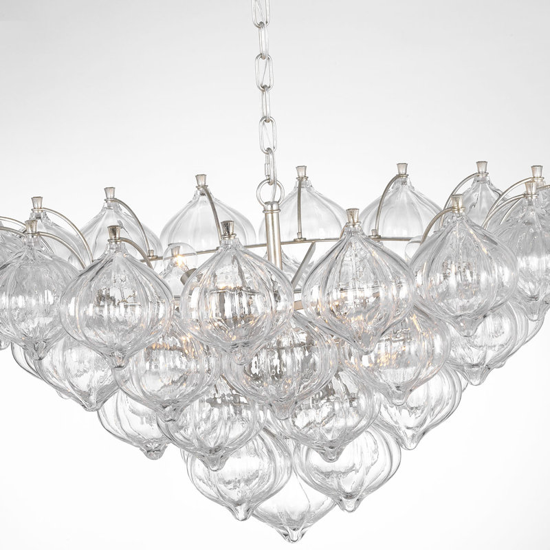 Julie Neill Caselli 36" Basket Chandelier with Clear Glass, Clear, Polished Nickel