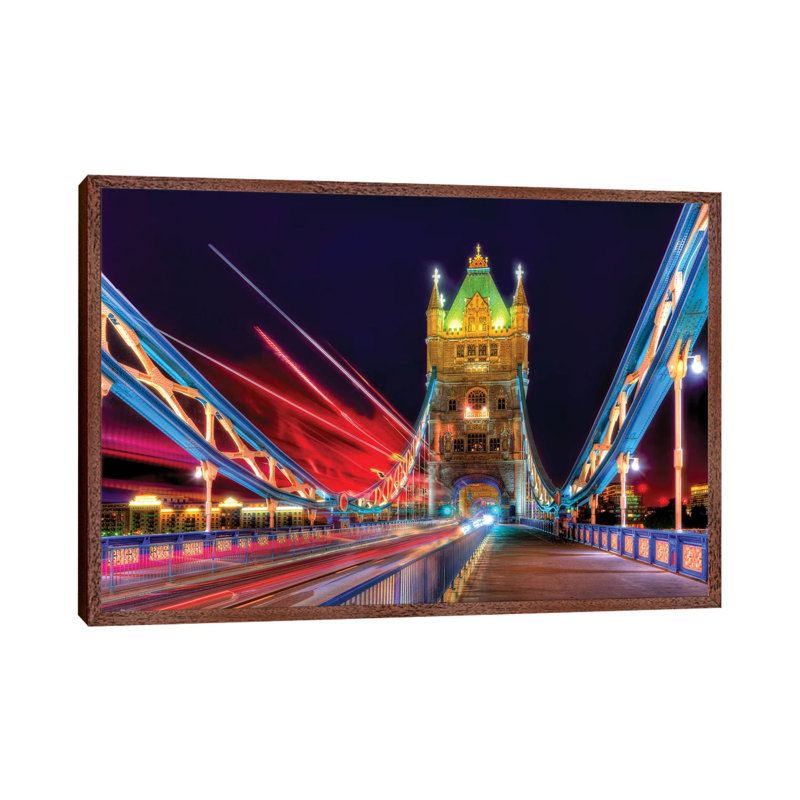 Tower Bridge Bus by David Gardiner - Wrapped Canvas Gallery-Wrapped Canvas Giclée, 66.04 cm H x 45.72 cm W, Natural Framed