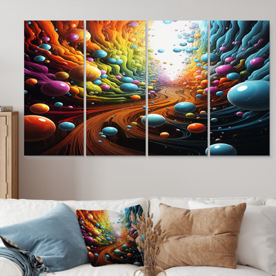Rainbow Lightspace Spheres Pathway - Space Paysages, décoration murale, 4 pièces