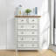 Commode moderne avec 6 tiroirs, poignées en métal et surface en grain de bois
