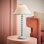 Nephi Bobbins Painted Table Lamp with Tapered Natural Linen Trim Scallop Shade