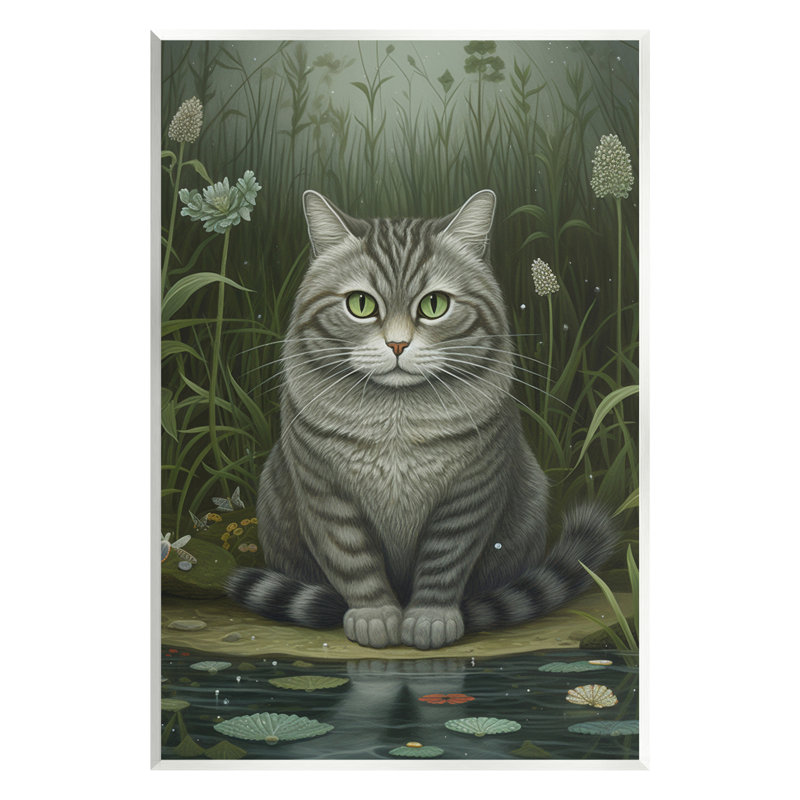 Chat et étang lys par LSR Design Studio, H 15 po x l 10 po x P 0,5 po