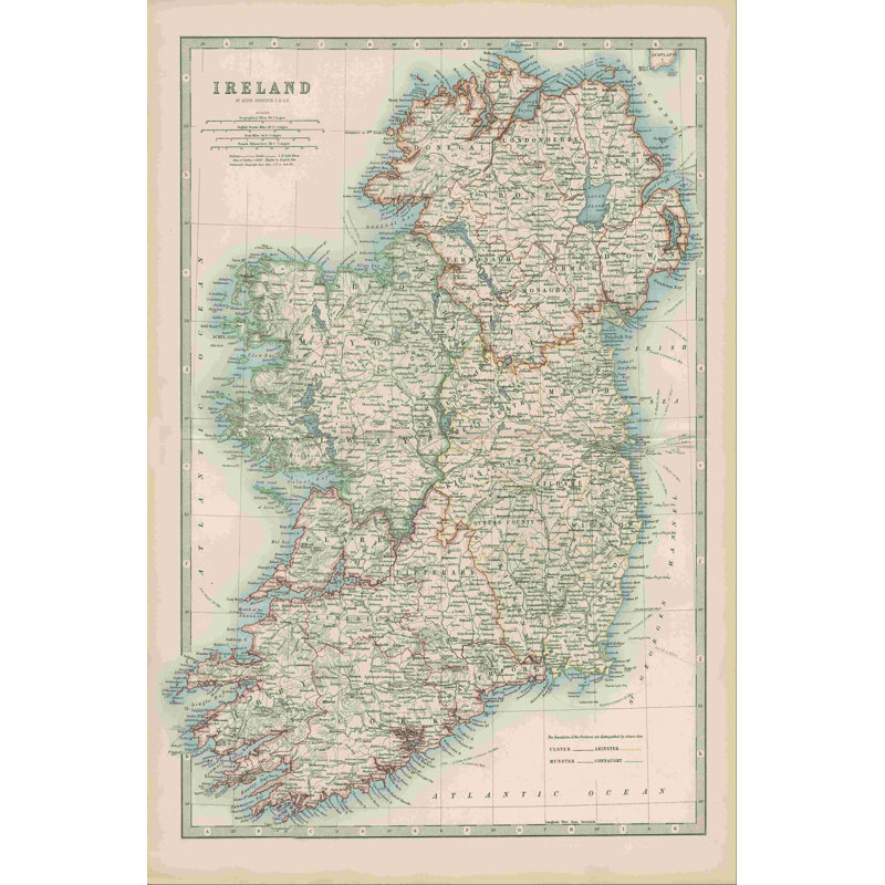 " Johnston's Map Of Ireland ", 48" H x 32" W  