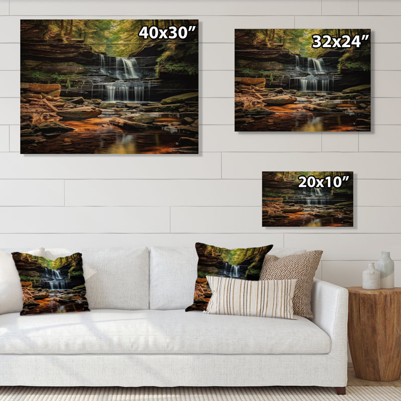 Brendella, Pennsylvanie, Ricketts Glen State Park, impression sur bois, H 10 po x l 20 po x P 0,78 po