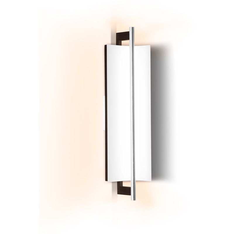 Allavo 22" Dimmable LED Bath Sconce, Brushed Aluminum/Dark Stained Walnut, 2700K - 120V AC, Textured White