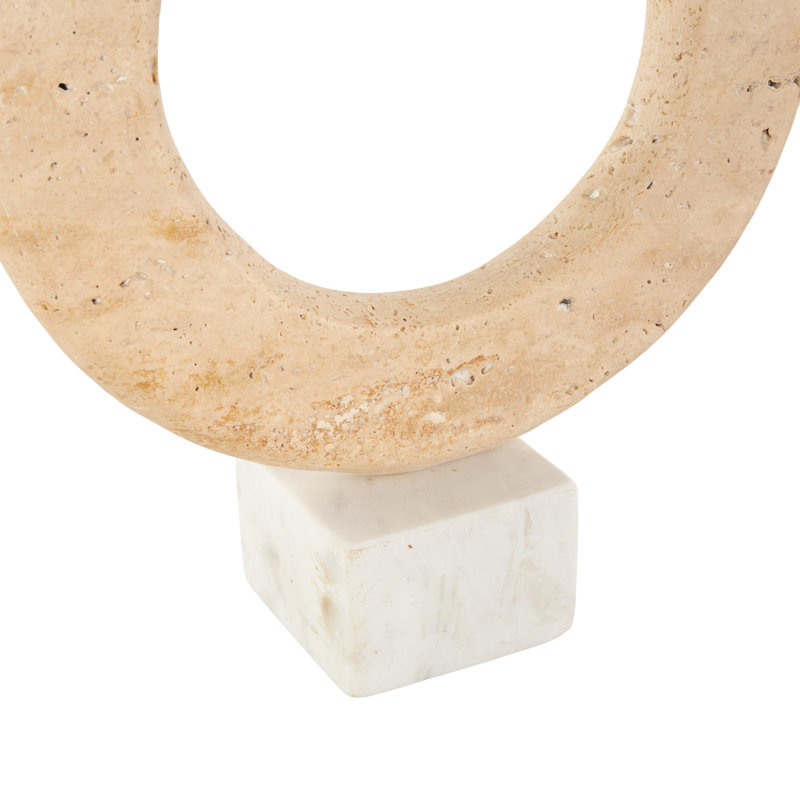 Cole And Grey Marble Ring Abstract Cream Decorative Sculpture With White Base