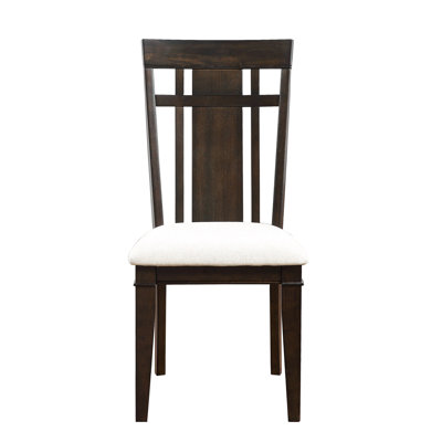 2 Dark Brown Dining Chairs, Beige Seat, Exquisite Kitchen Wooden Furniture Side Chairs 2, Enticing Home Pieces