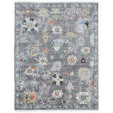 Timeless Fusion Wool Floral Area Rug in Gray