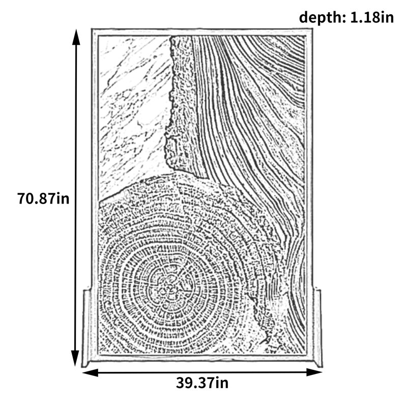 Abstract Tree Ring Wood Screen, 70.87" H x 39.37" W x 1.18" D