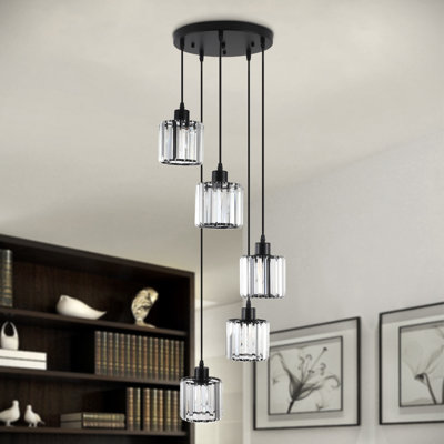 Lustre moderne en cristal à 5 lumières à intensité variable