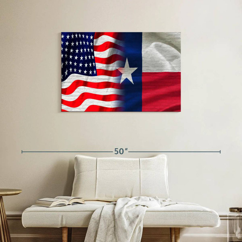 Borges US And Texas Flag, 24" H x 36" W