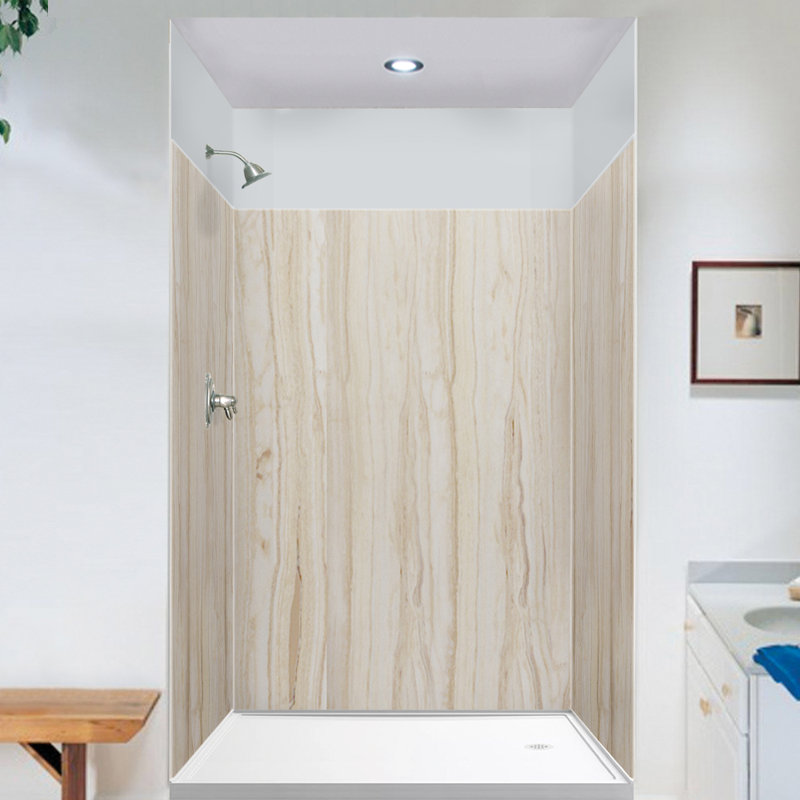Expressions 60'' W 60'' D 72'' H Glue Up Solid Surface Wall, Bleached Oak