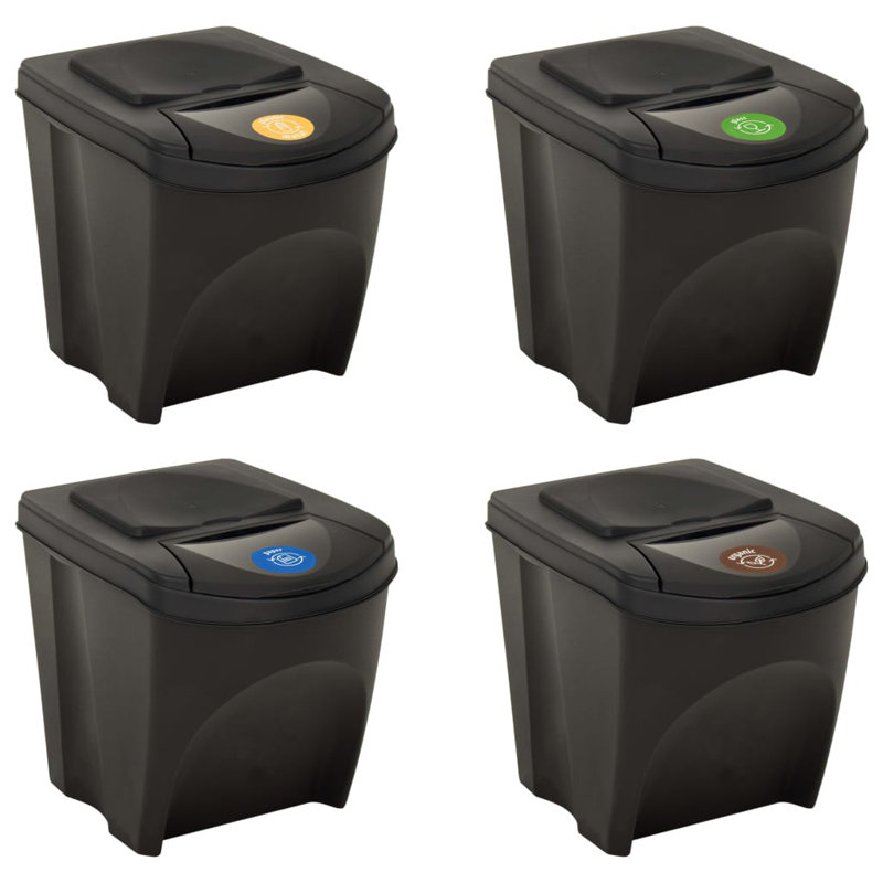 vidaXL Stackable Garbage Bin Boxes Anthracite 26.4 gal Polypropylene