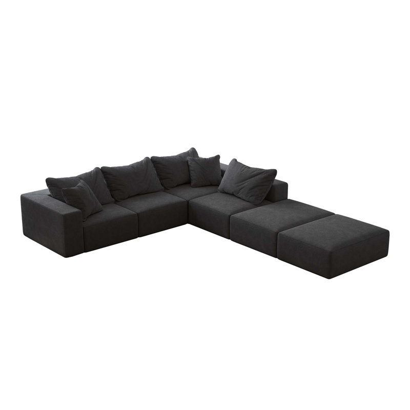 Canapé modulaire surdimensionné confortable pour le salon et la chambre à coucher, augmentant l'espace, Gris chenille