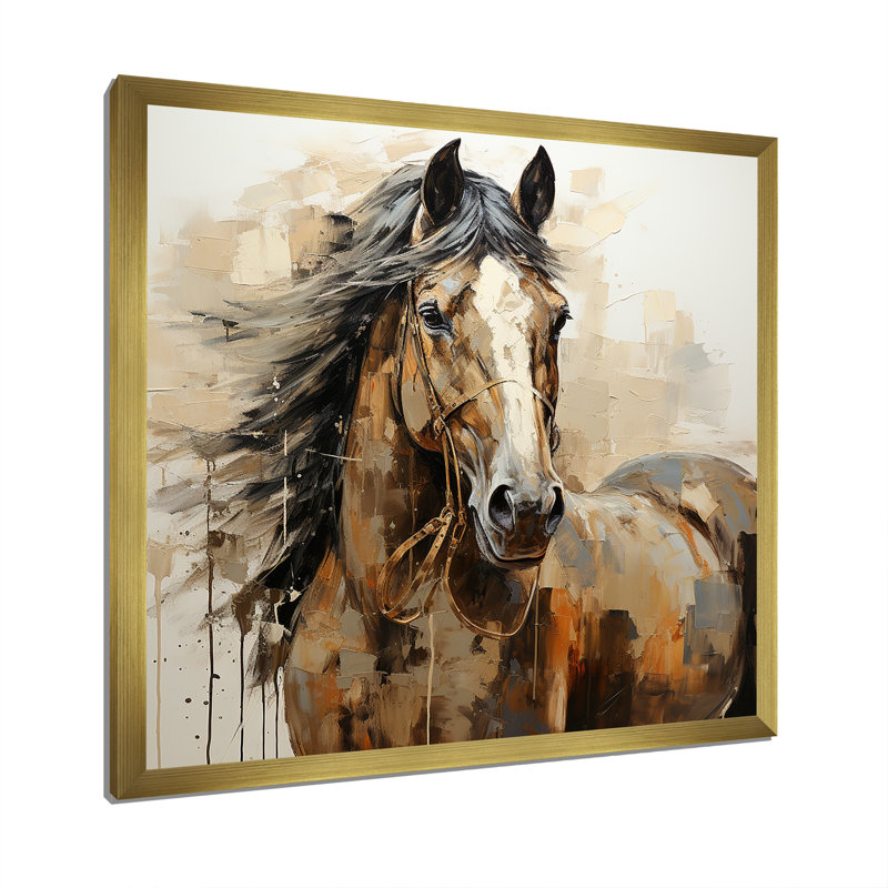 Cheval, liberté symbolique - impression sur toile, H 36 po x l 36 po x P 1,5 po, Cadre doré simple