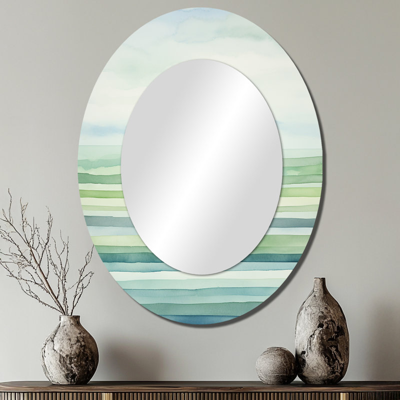 Miroir mural Minimalisme Harmonic Horizon Landscape II - Vert, 40 po x 30 po