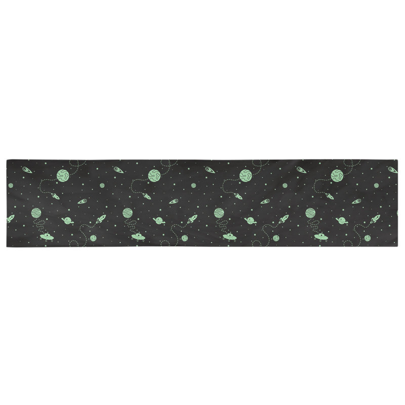 Chemin de table géométrique avicia, 72 po x 16 po, Polyester, Noir / Vert