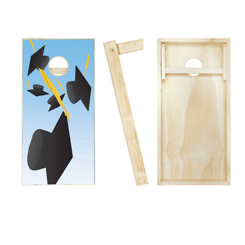 Ensemble de cornhole en bois massif 2 po x 4 po, Rouge / bleu marine