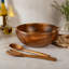 Gibson Elite Akron Mill 12 Inch Acacia Wood Salad Bowl with Servers