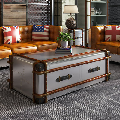 Industrial Vintage Aluminum Luggage Coffee Table Single Coffee Table