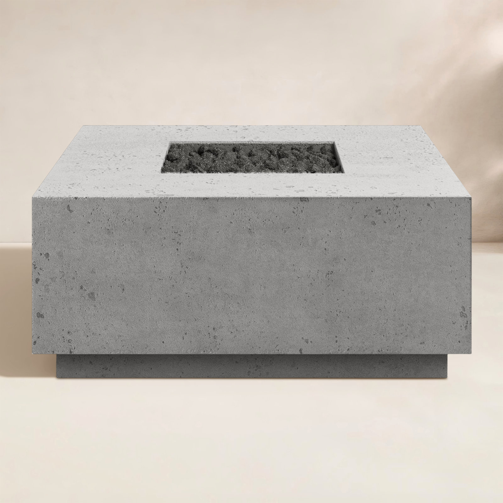 Ella Square Fire Pit Table, Pewter Concrete