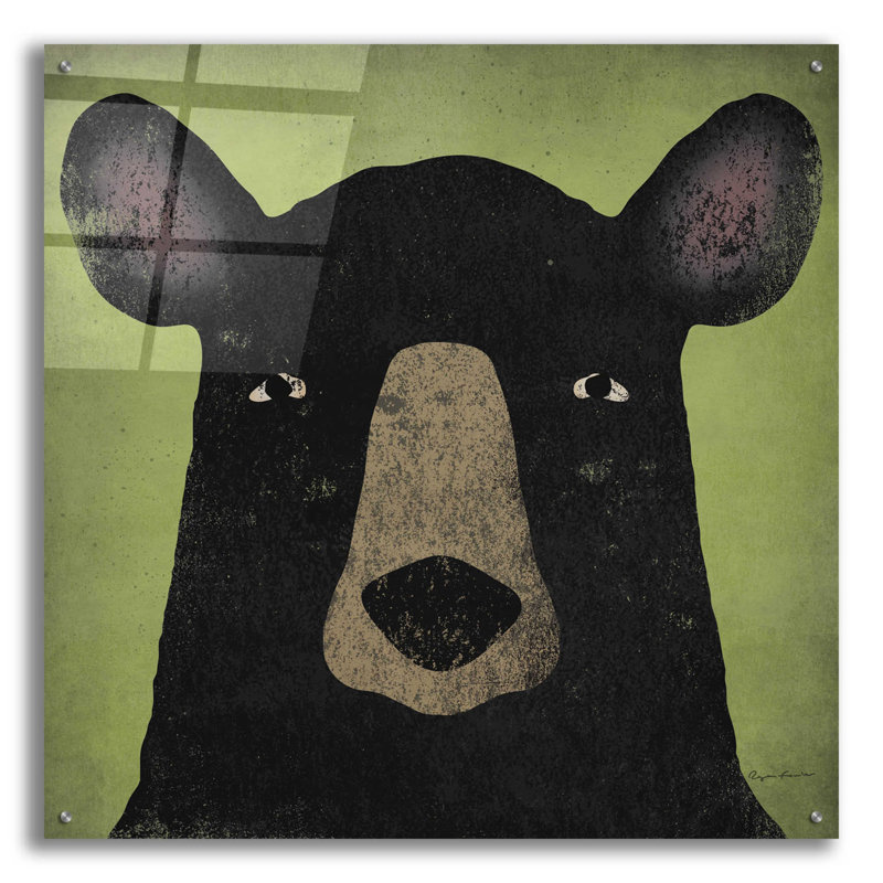 «The Black Bear» par Ryan Fowler, art mural en verre acrylique, H 36 po x l 36 po x P 0,2 po