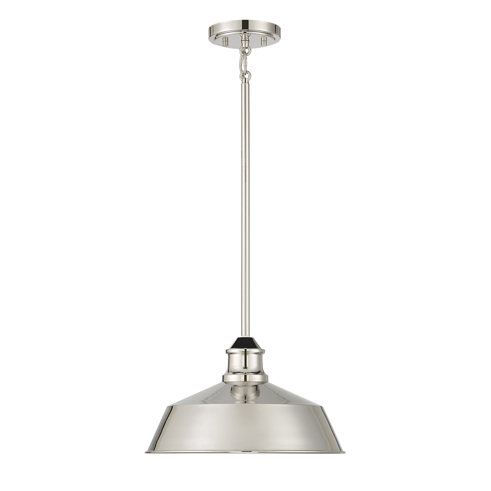 Jeb Dimmable Single Light Pendant, Polished Nickel