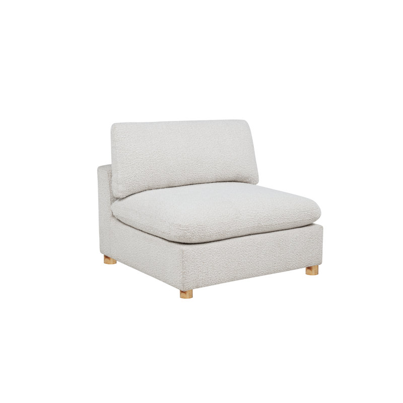 Modular Armless Chair In Teddy Boucle Fabric, Cream Teddy